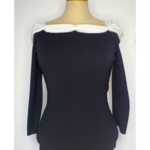 BCBGMaxAzria Vintage Top 3/4 Sleeve Black and White Size XS